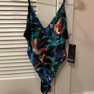 Nasty gal tropical 90’s one piece swimsuit new